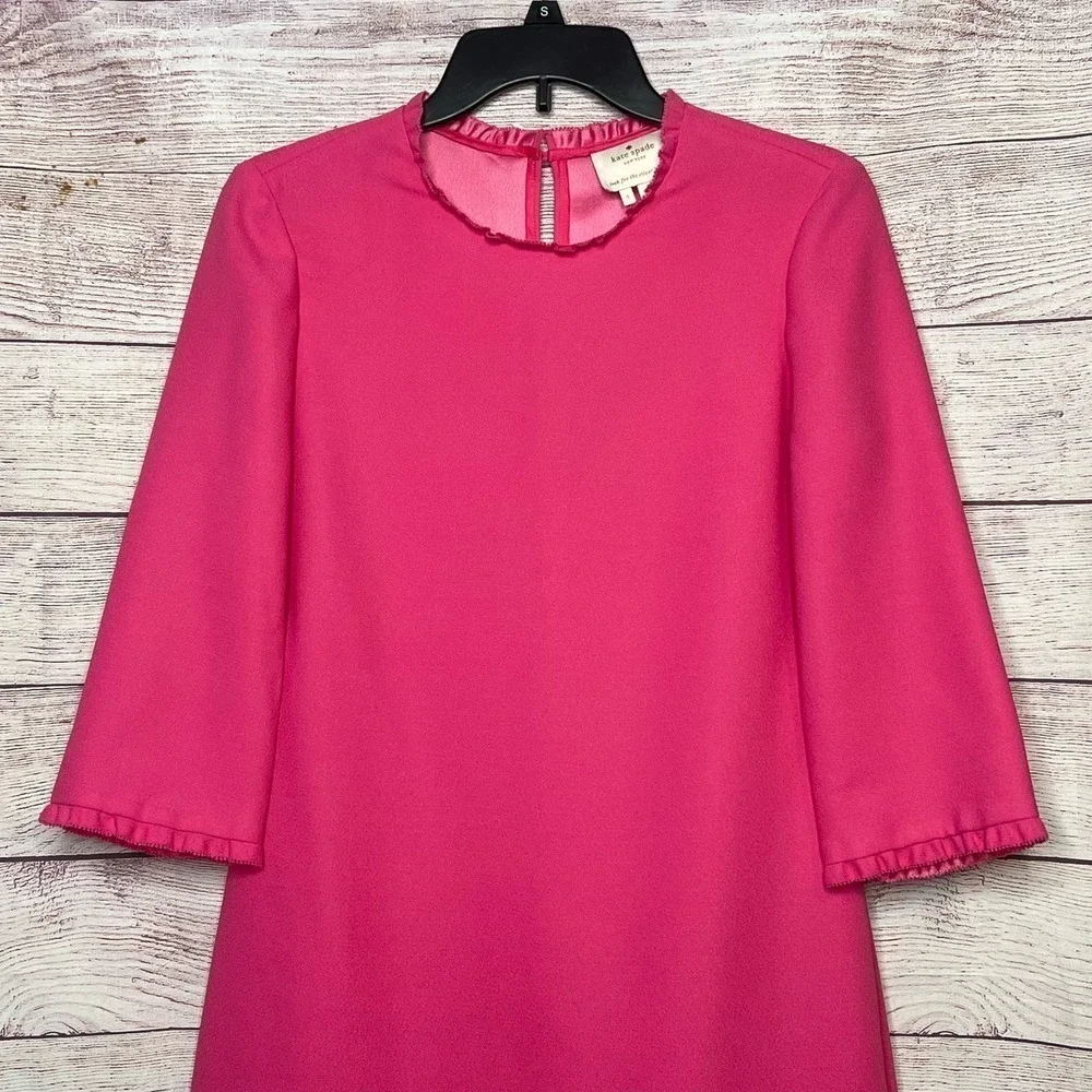 Kate Spade Dizzy Pink Ruffle Trim Flare Crepe Short Dress Size 4